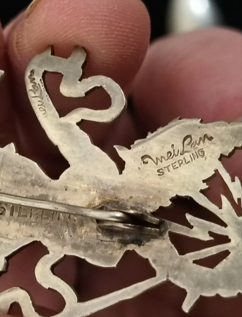 Vintage Mei Lan Sterling Silver Siam Thai Deity Brooch – Signed Figural Pin